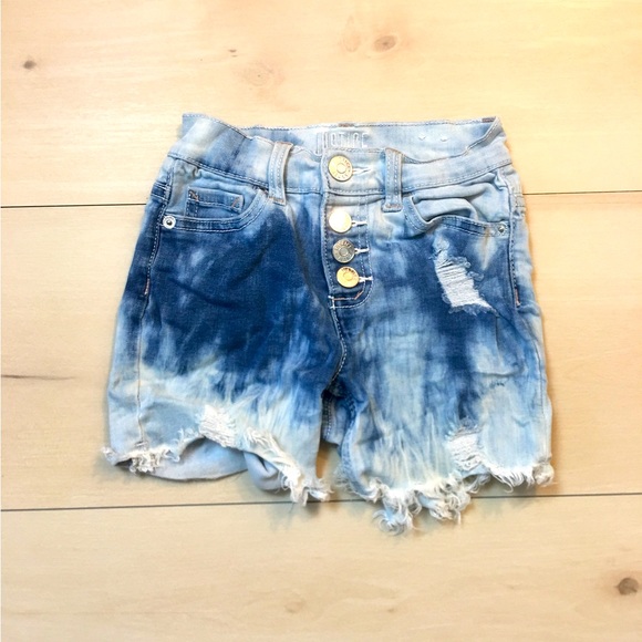Girls Justice Color-Wash tie dye ripped buttoned short Jeans pant - Picture 1 of 5
